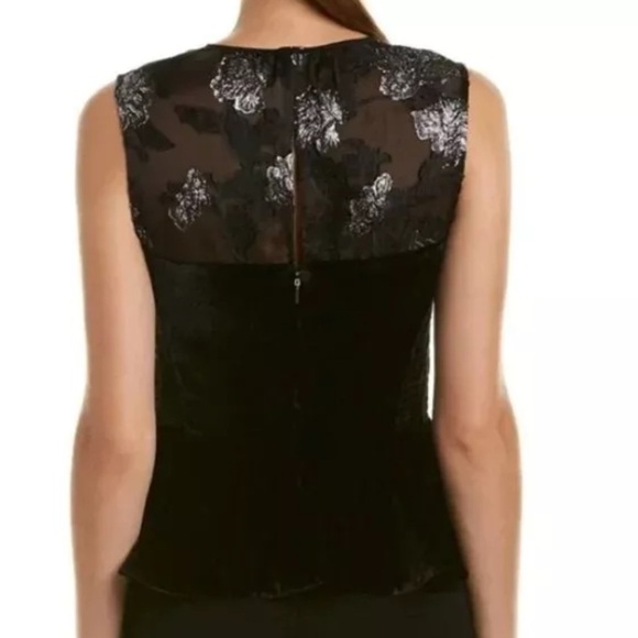 Rebecca Taylor Organza Velvet Sleeveless Peplum Top - Size 10 - Picture 3 of 12